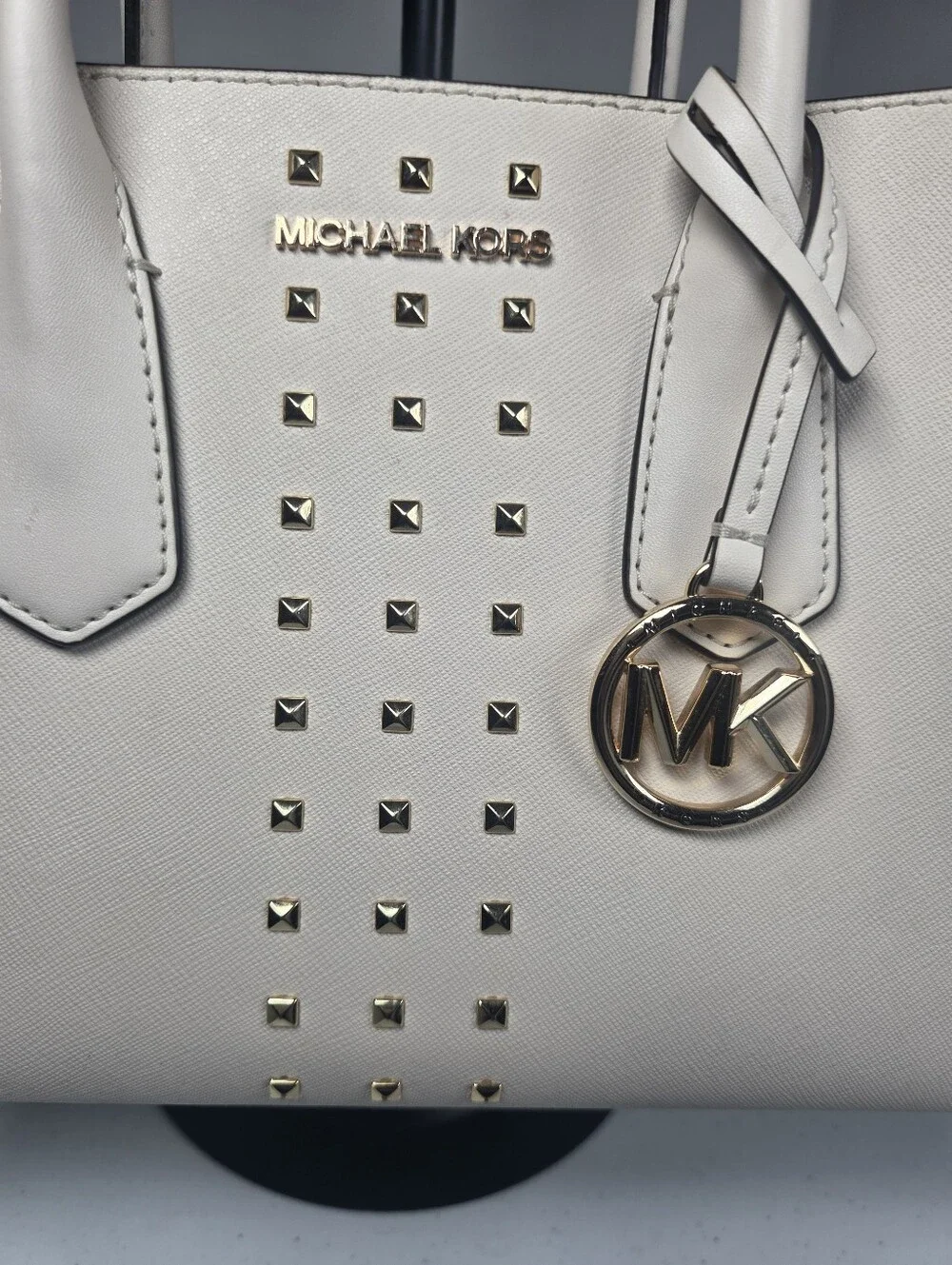 Michael Kors lvory Satchel with Gold Studded Hardware